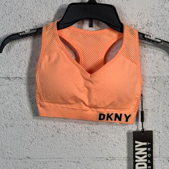 Dkny Sport Mesh Racerback Medium Impact Sports Bra orange, XS - Picture 1 of 8